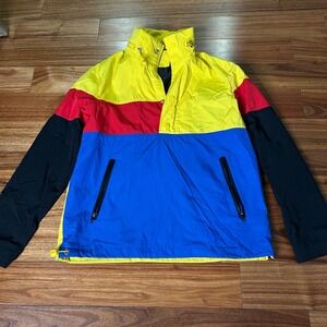 Forever 21‎ Mens Color Block Pullover Jacket Windbreaker Anorak Lightweight Coat